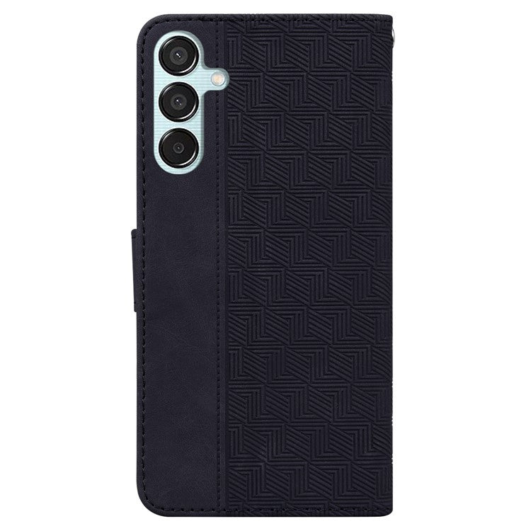 For Samsung Galaxy M15 5G / F15 5G Case PU Leather Geometry Flip Wallet Phone Cover - Black