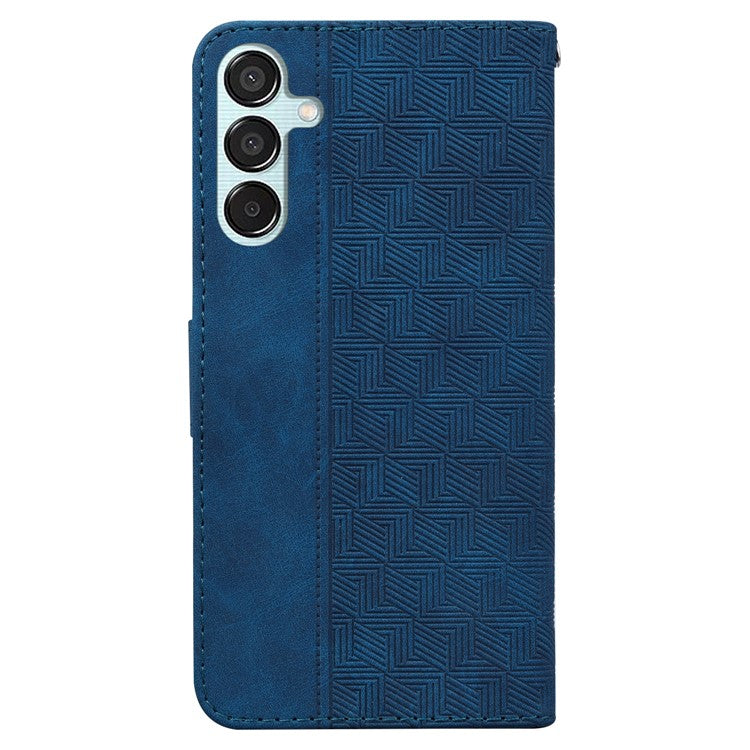 For Samsung Galaxy M15 5G / F15 5G Case PU Leather Geometry Flip Wallet Phone Cover - Blue