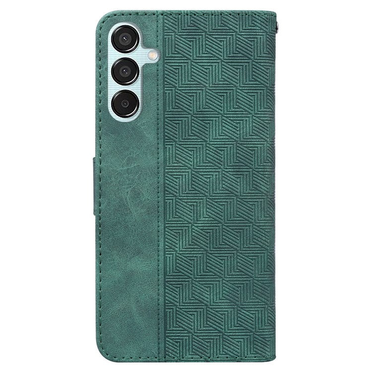 For Samsung Galaxy M15 5G / F15 5G Case PU Leather Geometry Flip Wallet Phone Cover - Green