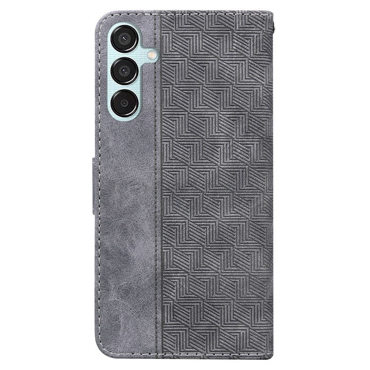 For Samsung Galaxy M15 5G / F15 5G Case PU Leather Geometry Flip Wallet Phone Cover - Grey
