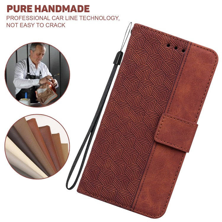 For Samsung Galaxy M15 5G / F15 5G Case PU Leather Geometry Flip Wallet Phone Cover - Brown