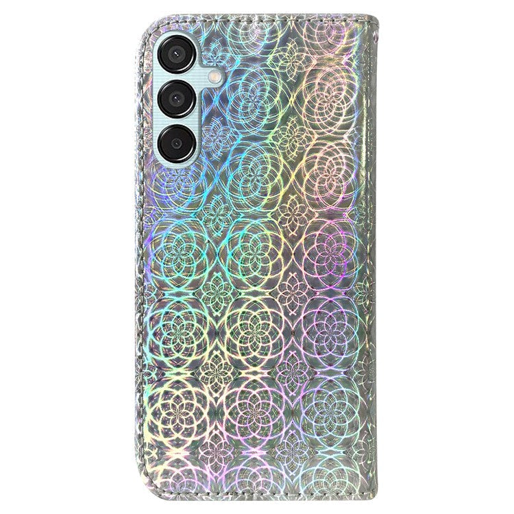 For Samsung Galaxy M15 5G / F15 5G Leather Case Dazzling Flower Phone Cover - Grey