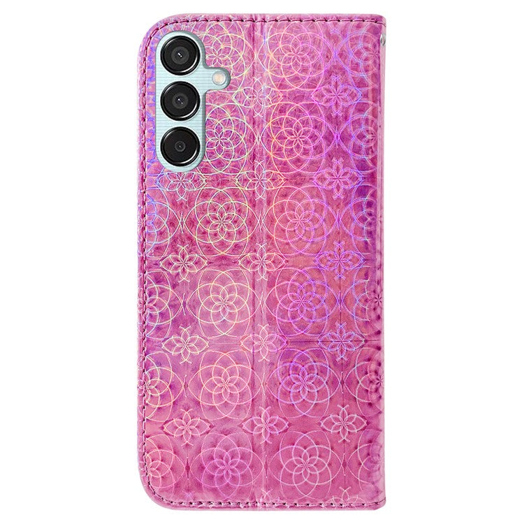 For Samsung Galaxy M15 5G / F15 5G Leather Case Dazzling Flower Phone Cover - Pink