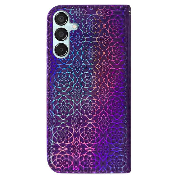 For Samsung Galaxy M15 5G / F15 5G Leather Case Dazzling Flower Phone Cover - Purple