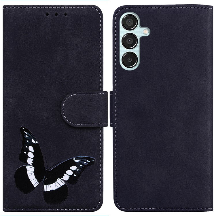 For Samsung Galaxy M15 5G / F15 5G Case Butterfly Wallet Pouch Leather Phone Cover - Black