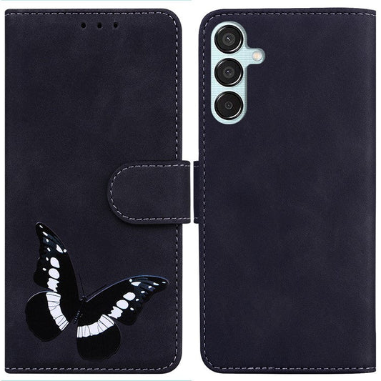 For Samsung Galaxy M15 5G / F15 5G Case Butterfly Wallet Pouch Leather Phone Cover - Black