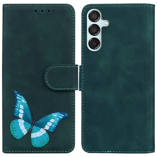 For Samsung Galaxy M15 5G / F15 5G Case Butterfly Wallet Pouch Leather Phone Cover - Green