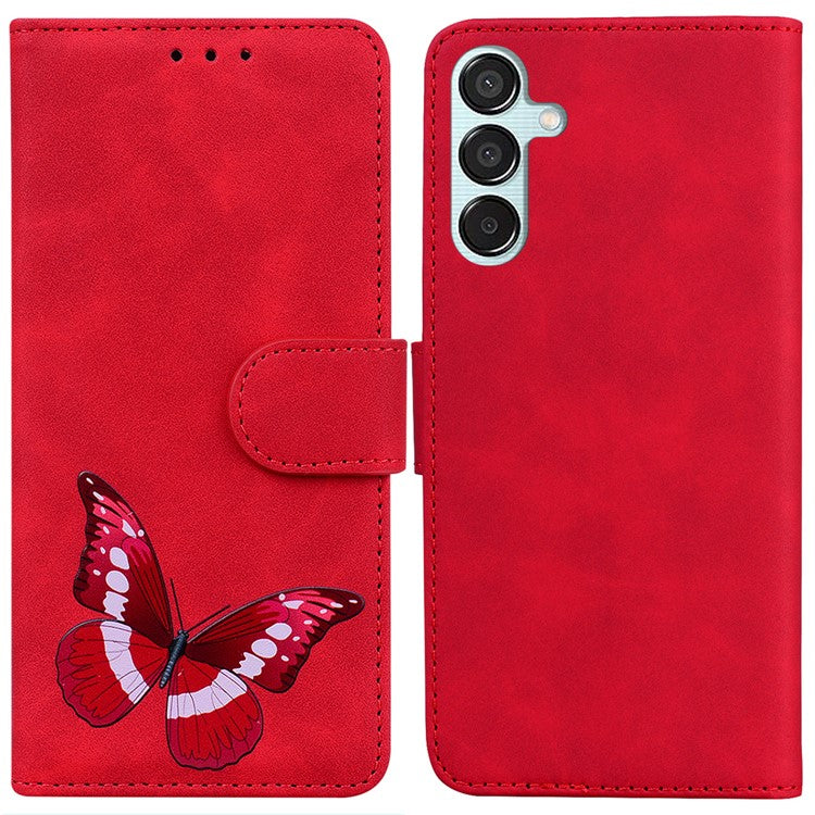 For Samsung Galaxy M15 5G / F15 5G Case Butterfly Wallet Pouch Leather Phone Cover - Red