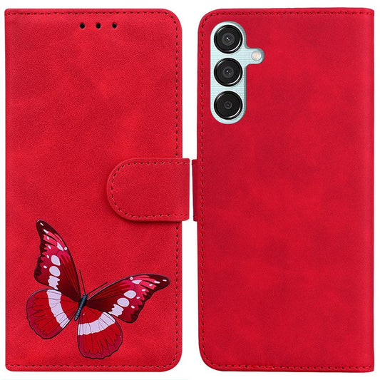 For Samsung Galaxy M15 5G / F15 5G Case Butterfly Wallet Pouch Leather Phone Cover - Red