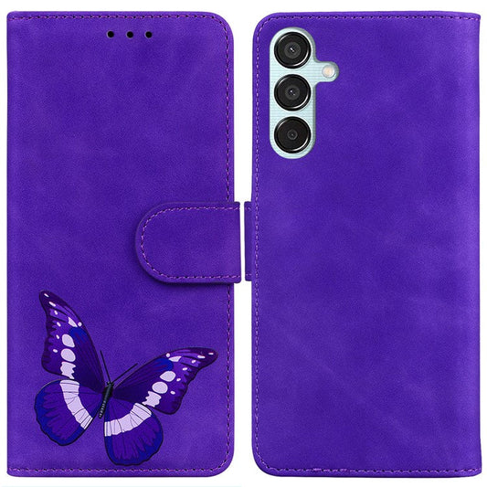 For Samsung Galaxy M15 5G / F15 5G Case Butterfly Wallet Pouch Leather Phone Cover - Purple