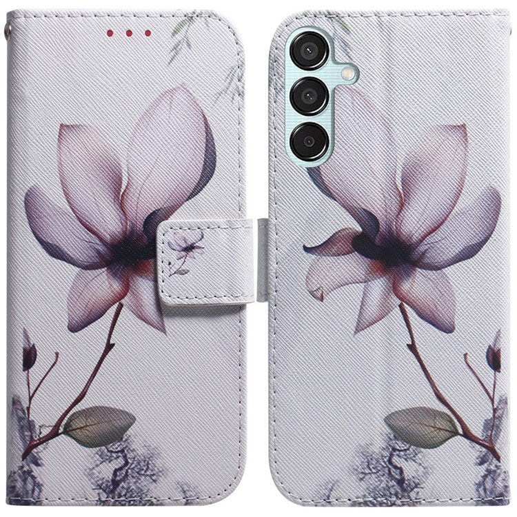 For Samsung Galaxy M15 5G / F15 5G Case Pattern Printing Phone Leather Cover - Pink Flower