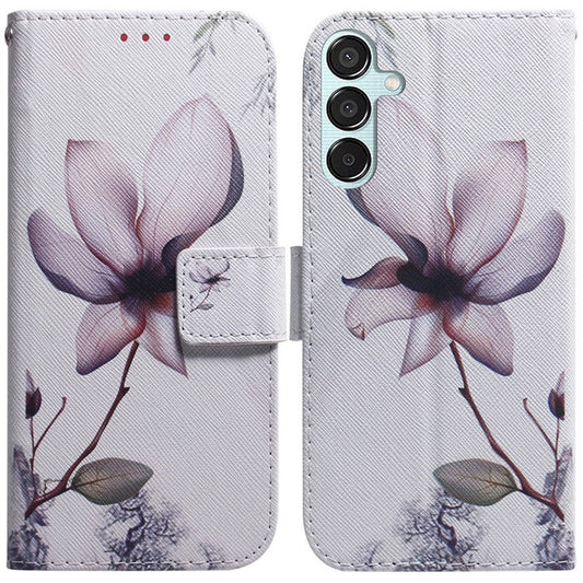 For Samsung Galaxy M15 5G / F15 5G Case Pattern Printing Phone Leather Cover - Pink Flower