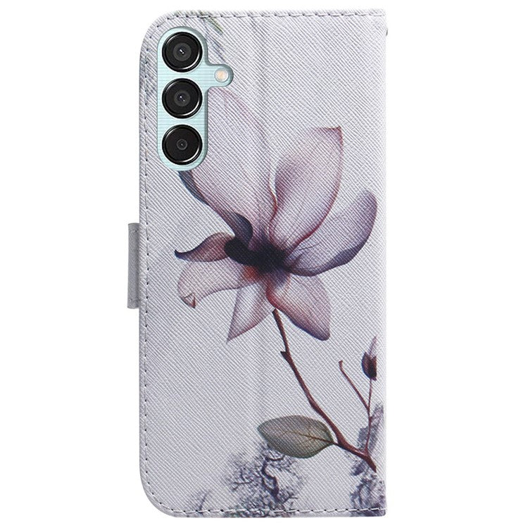 For Samsung Galaxy M15 5G / F15 5G Case Pattern Printing Phone Leather Cover - Pink Flower
