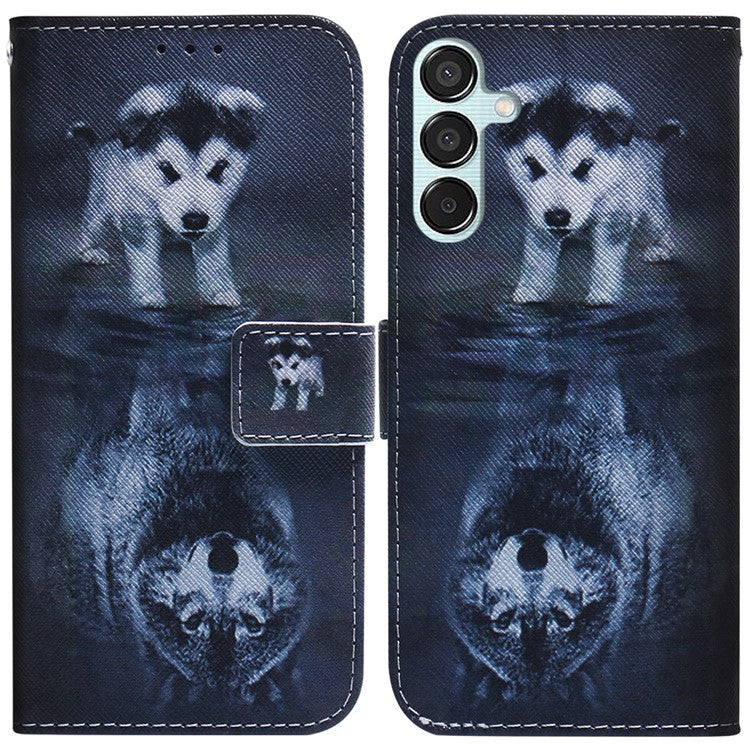 For Samsung Galaxy M15 5G / F15 5G Case Pattern Printing Phone Leather Cover - Dog and Wolf