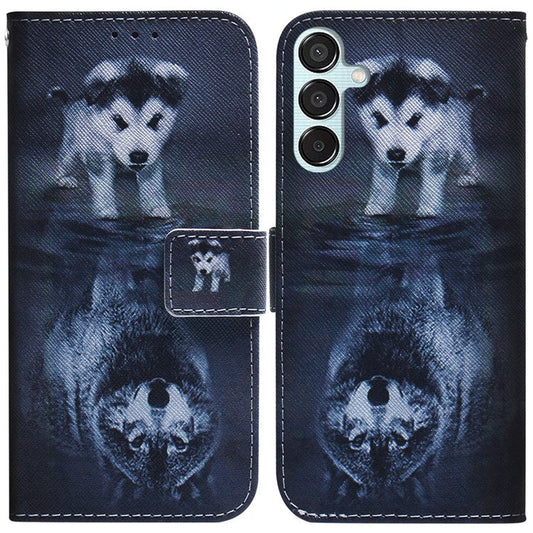 For Samsung Galaxy M15 5G / F15 5G Case Pattern Printing Phone Leather Cover - Dog and Wolf