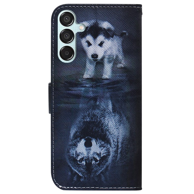 For Samsung Galaxy M15 5G / F15 5G Case Pattern Printing Phone Leather Cover - Dog and Wolf