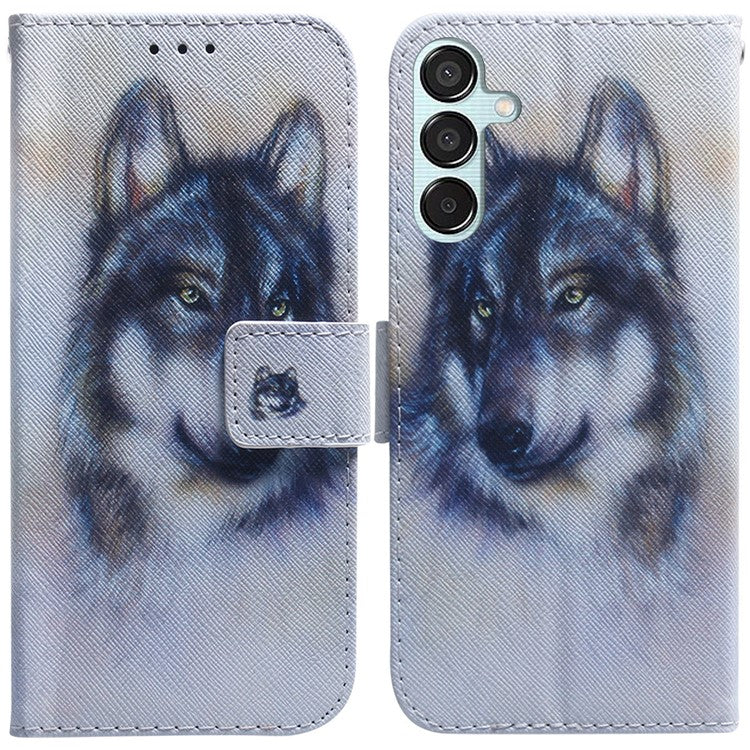 For Samsung Galaxy M15 5G / F15 5G Case Pattern Printing Phone Leather Cover - Wolf