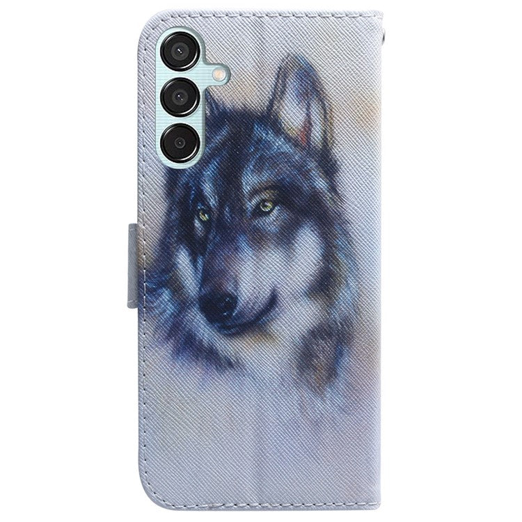 For Samsung Galaxy M15 5G / F15 5G Case Pattern Printing Phone Leather Cover - Wolf