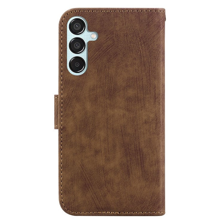 For Samsung Galaxy M15 5G / F15 5G Case Cute Tiger Pattern Flip Leather Phone Cover - Brown