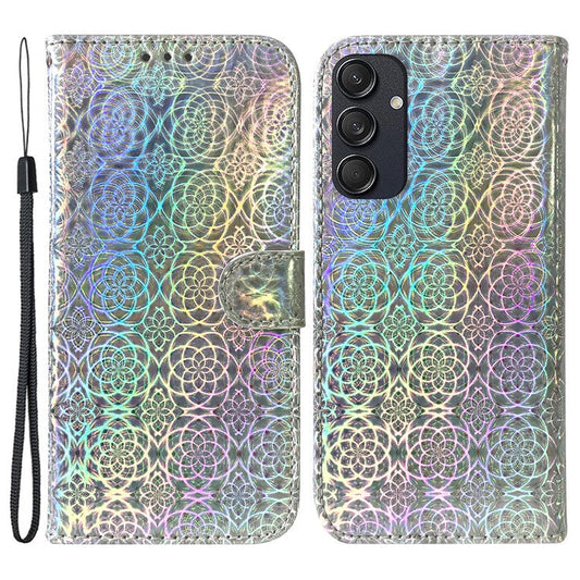 For Samsung Galaxy M55 5G / C55 5G / F55 5G Case Dazzling Flower Magnetic Clasp Leather Cover - Grey