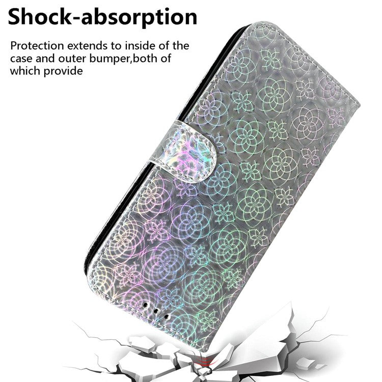 For Samsung Galaxy M55 5G / C55 5G / F55 5G Case Dazzling Flower Magnetic Clasp Leather Cover - Grey