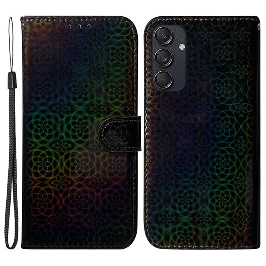 For Samsung Galaxy M55 5G / C55 5G / F55 5G Case Dazzling Flower Magnetic Clasp Leather Cover - Black