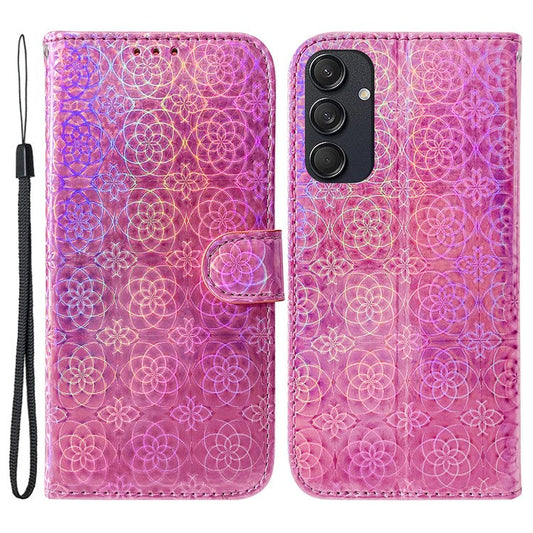 For Samsung Galaxy M55 5G / C55 5G / F55 5G Case Dazzling Flower Magnetic Clasp Leather Cover - Pink