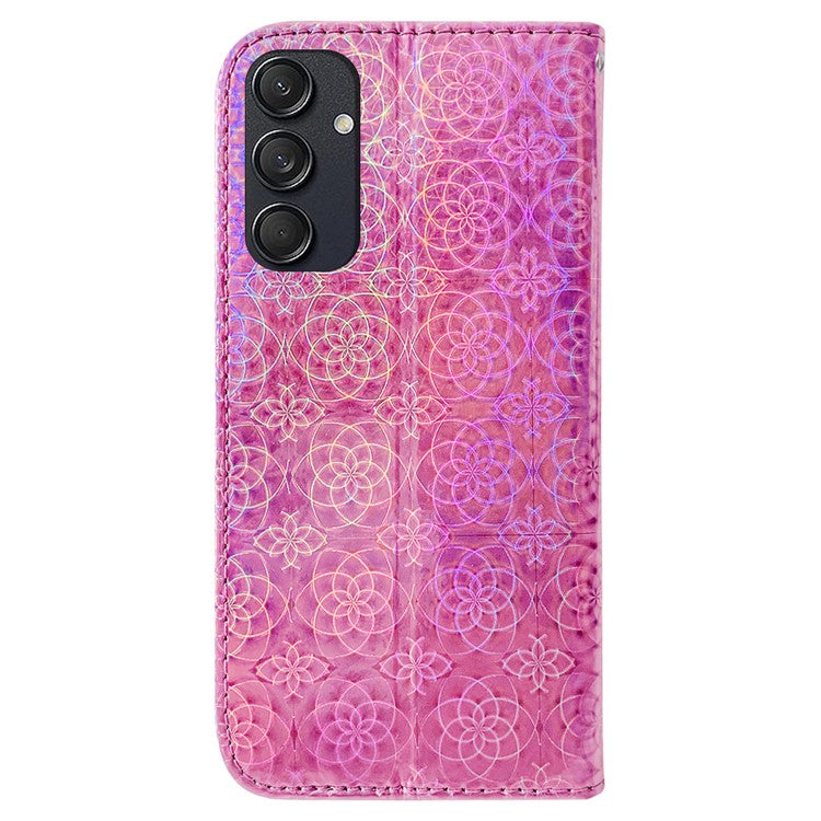 For Samsung Galaxy M55 5G / C55 5G / F55 5G Case Dazzling Flower Magnetic Clasp Leather Cover - Pink