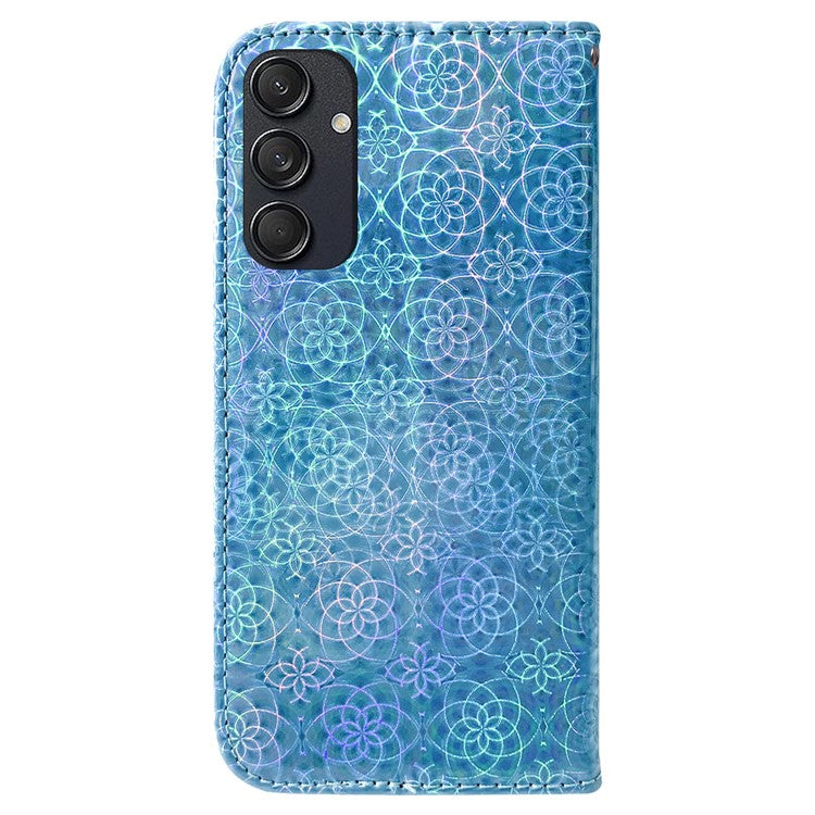 For Samsung Galaxy M55 5G / C55 5G / F55 5G Case Dazzling Flower Magnetic Clasp Leather Cover - Blue