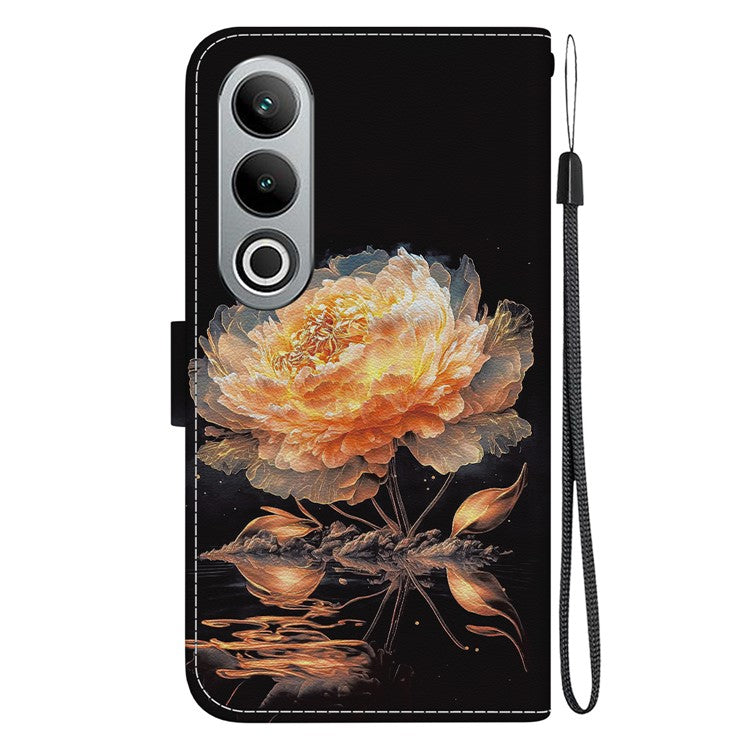 For OnePlus Nord CE4 5G Case PU Leather Pattern Printing Full Protection Cover - Gold Peony
