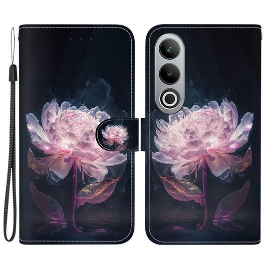 For OnePlus Nord CE4 5G Case PU Leather Pattern Printing Full Protection Cover - Purple Peony