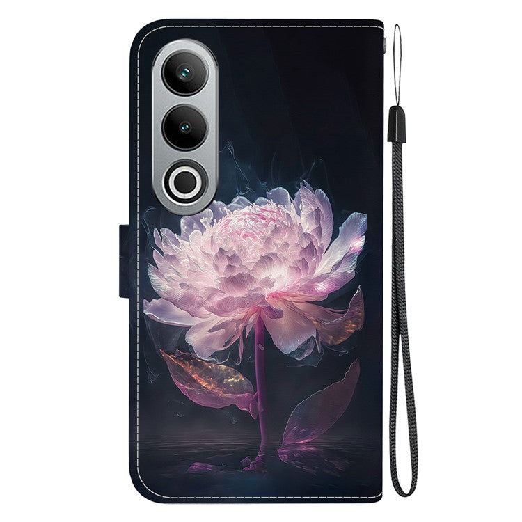 For OnePlus Nord CE4 5G Case PU Leather Pattern Printing Full Protection Cover - Purple Peony