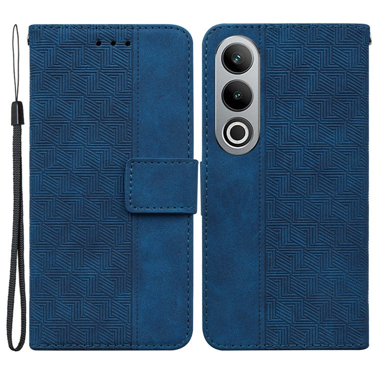 For OnePlus Nord CE4 5G Case Stand Shockproof PU Leather Geometry Phone Cover - Blue