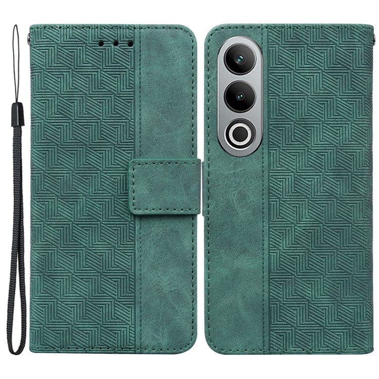 For OnePlus Nord CE4 5G Case Stand Shockproof PU Leather Geometry Phone Cover - Green