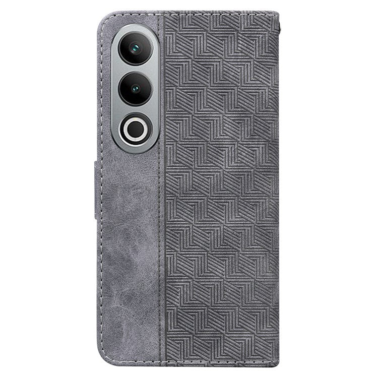 For OnePlus Nord CE4 5G Case Stand Shockproof PU Leather Geometry Phone Cover - Grey