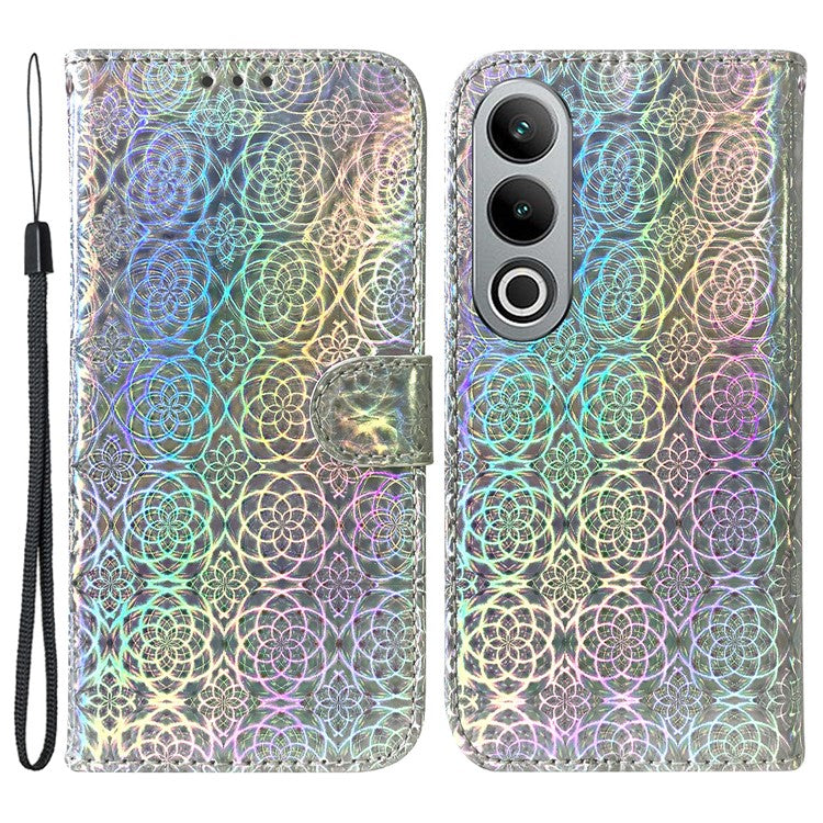 For OnePlus Nord CE4 5G Case Dazzling Flower PU Leather Folio Flip Phone Wallet Cover - Grey