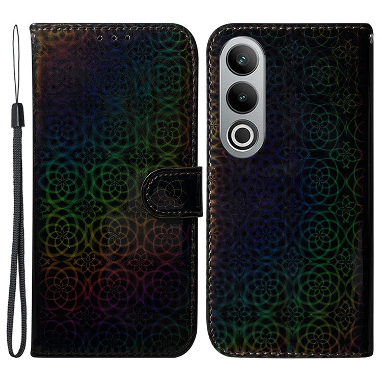 For OnePlus Nord CE4 5G Case Dazzling Flower PU Leather Folio Flip Phone Wallet Cover - Black