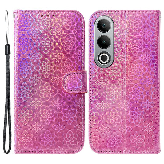 For OnePlus Nord CE4 5G Case Dazzling Flower PU Leather Folio Flip Phone Wallet Cover - Pink