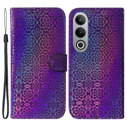 For OnePlus Nord CE4 5G Case Dazzling Flower PU Leather Folio Flip Phone Wallet Cover - Purple