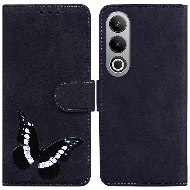 For OnePlus Nord CE4 5G Case Butterfly Pattern Leather Phone Wallet Cover - Black