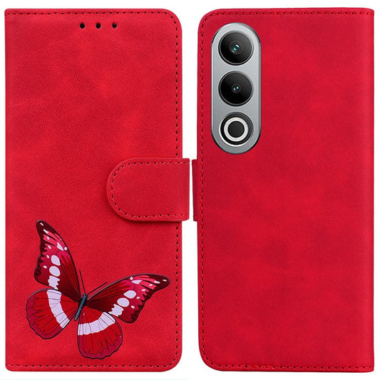 For OnePlus Nord CE4 5G Case Butterfly Pattern Leather Phone Wallet Cover - Red