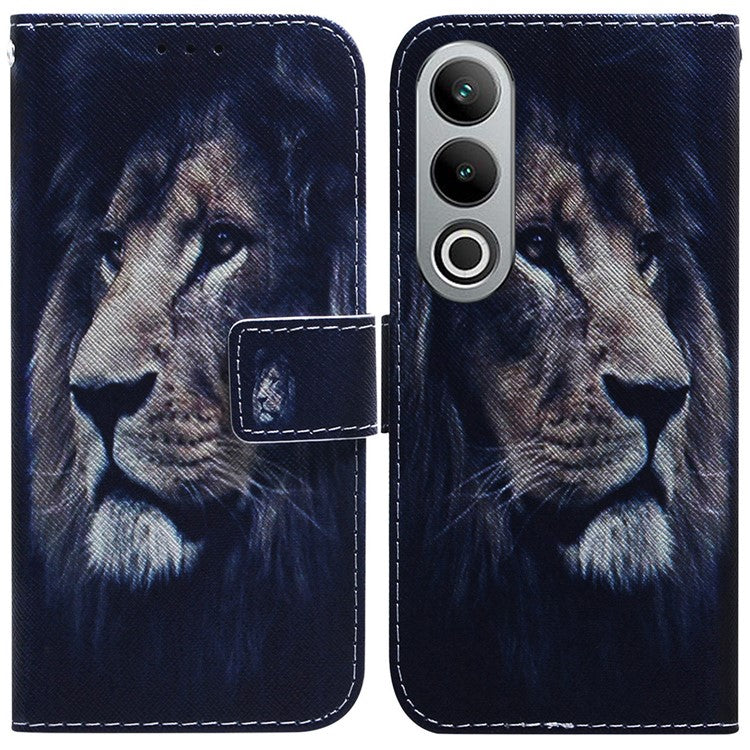 For OnePlus Nord CE4 5G Case PU Leather Pattern Card / Cash Slots Phone Cover - Lion