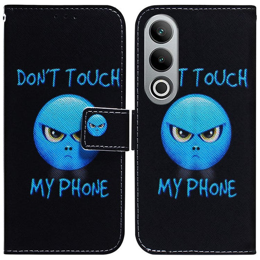 For OnePlus Nord CE4 5G Case PU Leather Pattern Card / Cash Slots Phone Cover - Don't Touch My Phone
