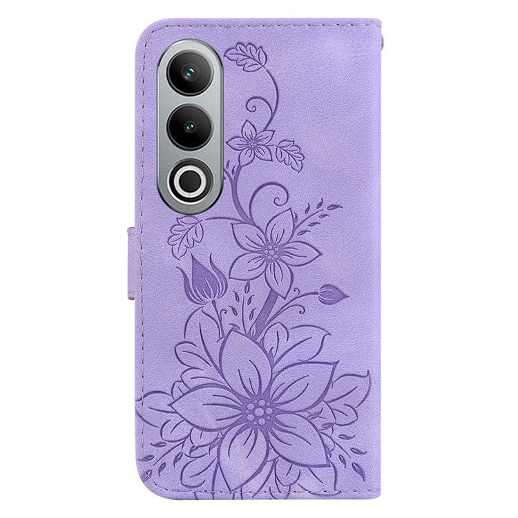 For OnePlus Nord CE4 5G Case Wallet Flower PU Leather Folio Phone Cover - Purple