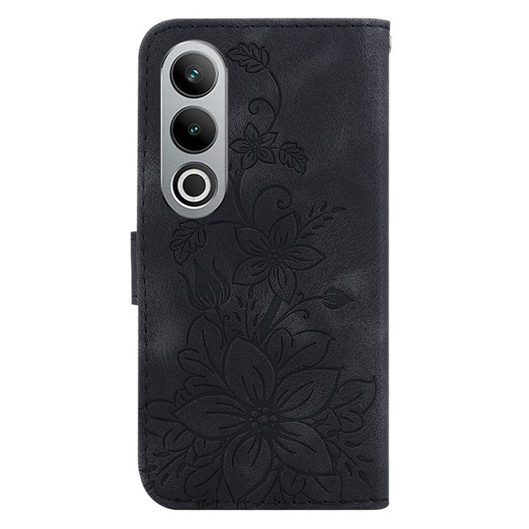 For OnePlus Nord CE4 5G Case Wallet Flower PU Leather Folio Phone Cover - Black