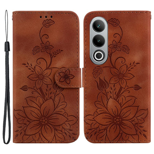 For OnePlus Nord CE4 5G Case Wallet Flower PU Leather Folio Phone Cover - Brown
