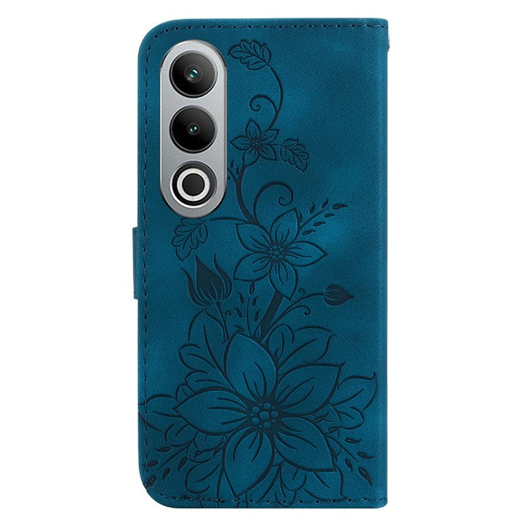 For OnePlus Nord CE4 5G Case Wallet Flower PU Leather Folio Phone Cover - Dark Blue