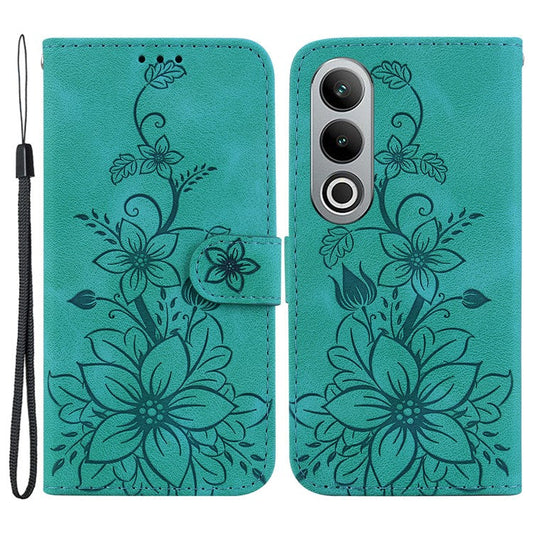 For OnePlus Nord CE4 5G Case Wallet Flower PU Leather Folio Phone Cover - Green