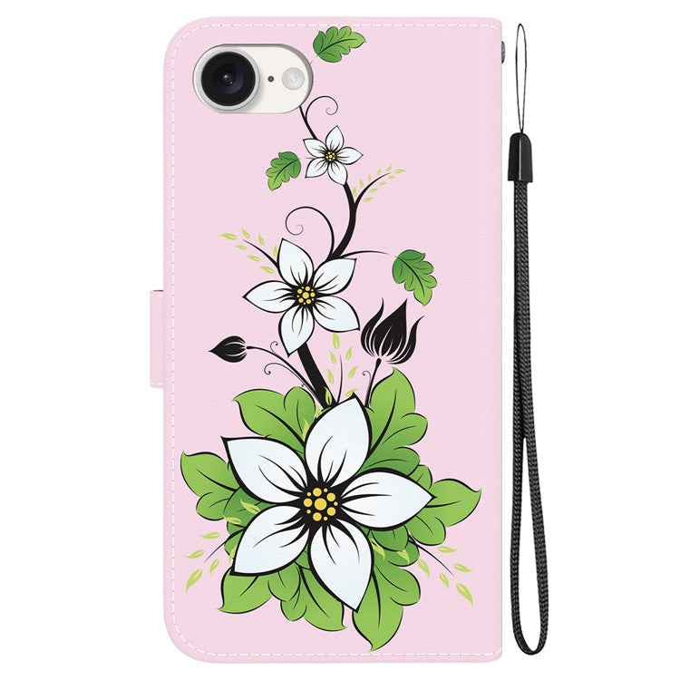 For iPhone 16e Case Pattern Print Scratch-Proof Leather Phone Cover with Wallet - Lily