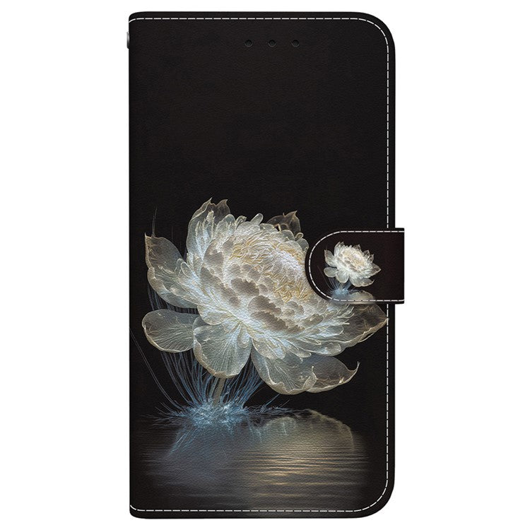 For iPhone 16e Case Pattern Print Scratch-Proof Leather Phone Cover with Wallet - Crystal Peony